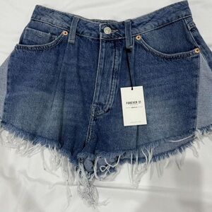 Forever 21 Frayed Hem Blue Jean Shorts
